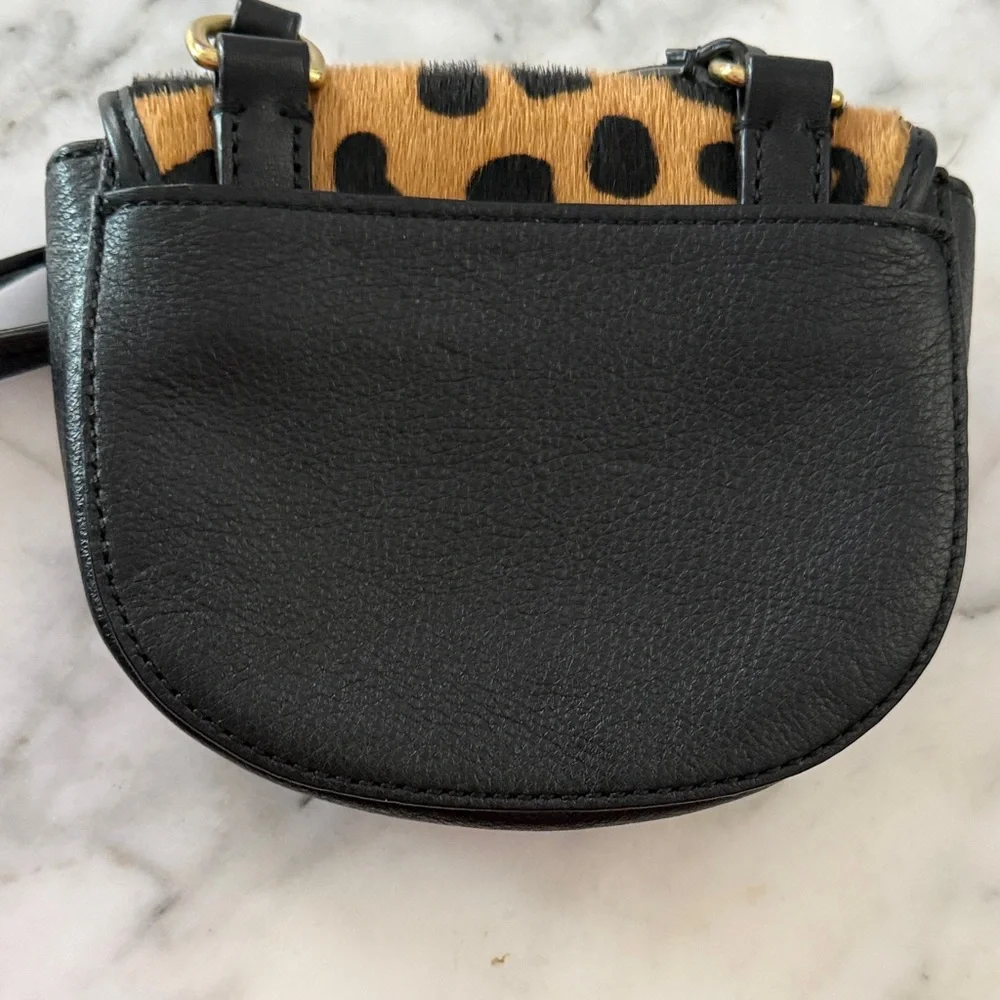 Coach Black Leather Crossbody with Calf Hair Leopard Print Flap - Picture 2 of 8